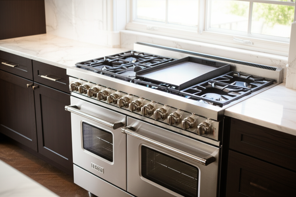 A professional-style Viking range in a Roslyn kitchen
